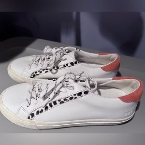 MADEWELL WOMEN'S SIDEWALK LOW-TOP LEATHER & DALMATIAN-PRINT SNEAKERS W7